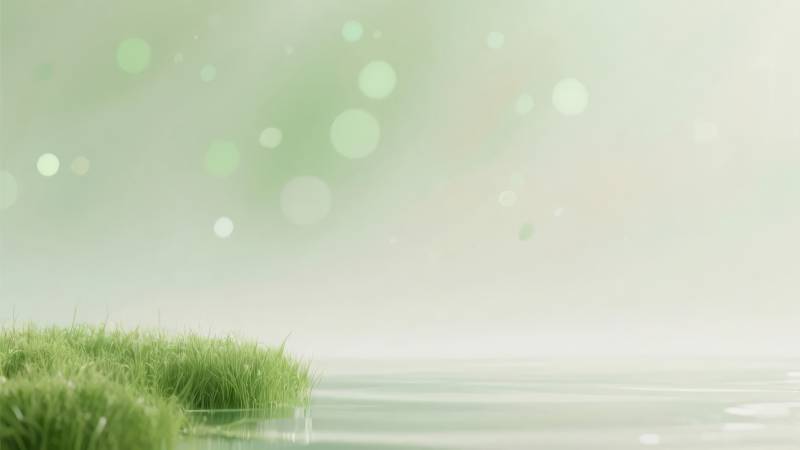 绿意盎然水边景图片