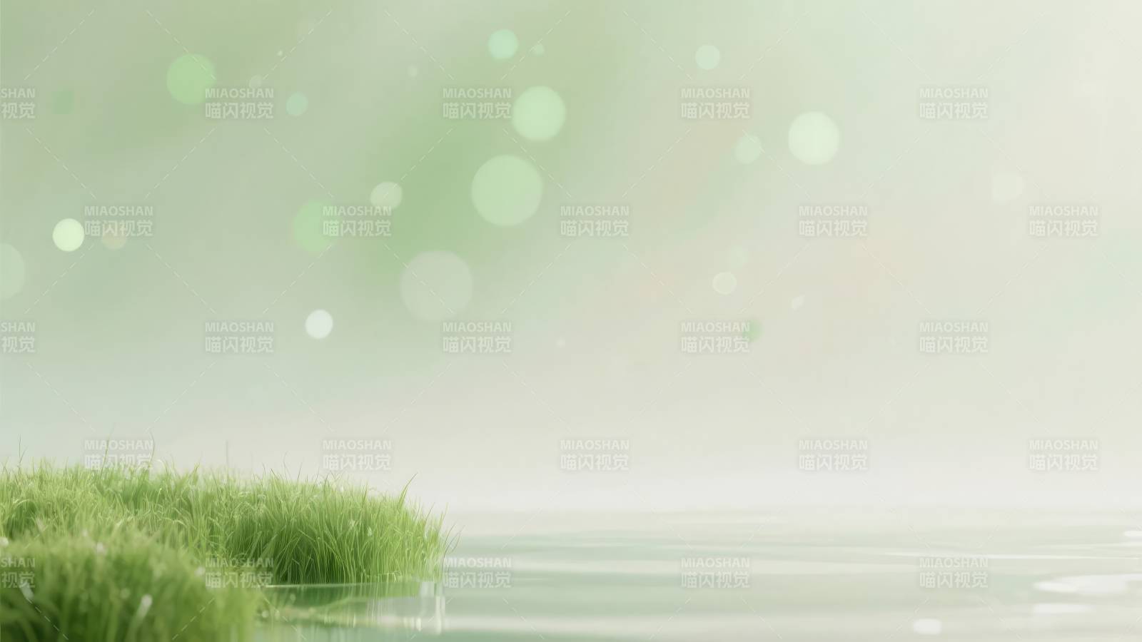 绿意盎然水边景图片