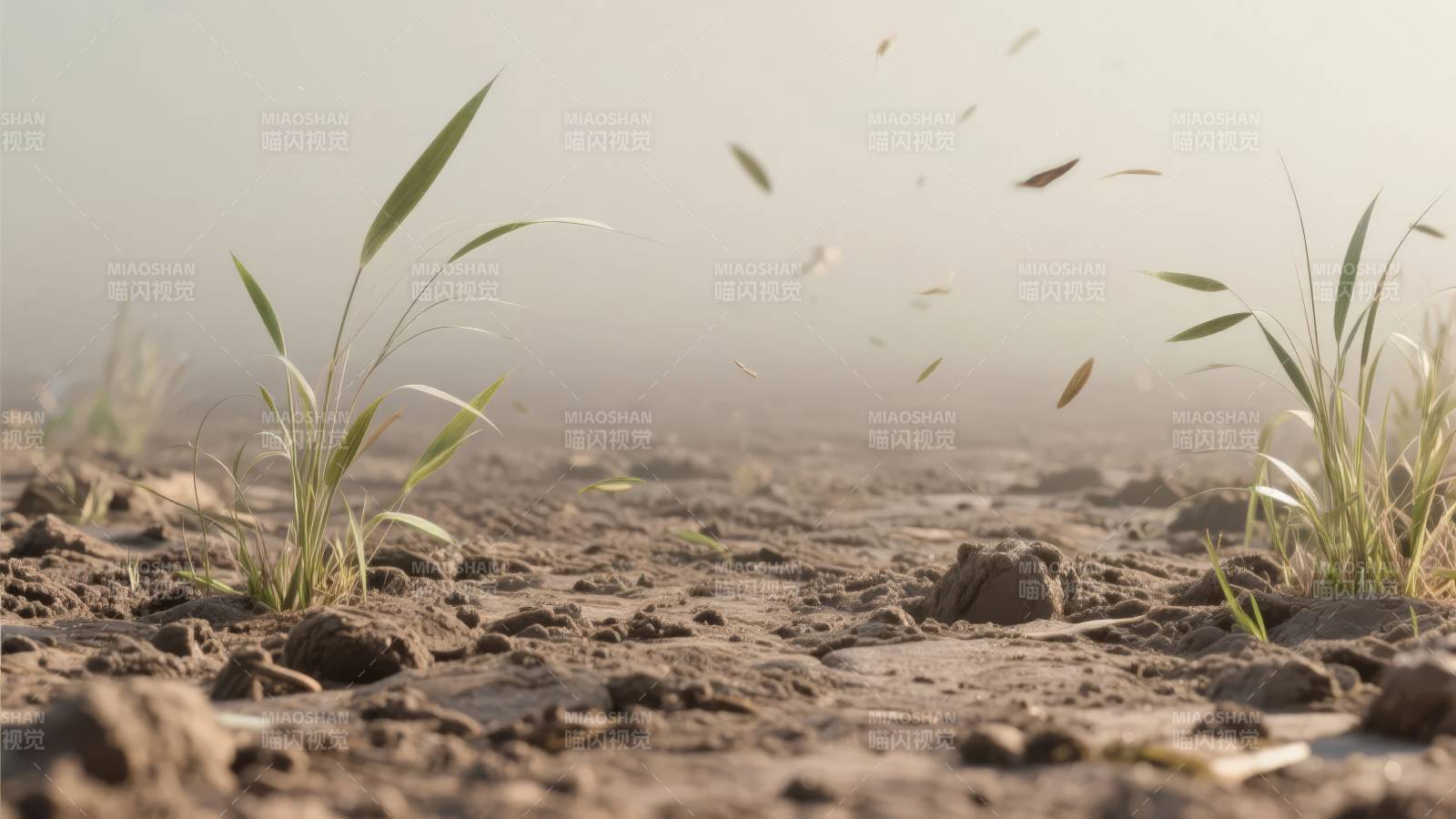 风沙中的绿芽图片