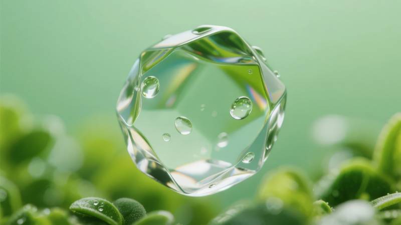 晶莹水滴绿意中图片