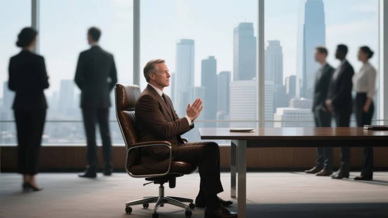 商务会议中的沉思图片