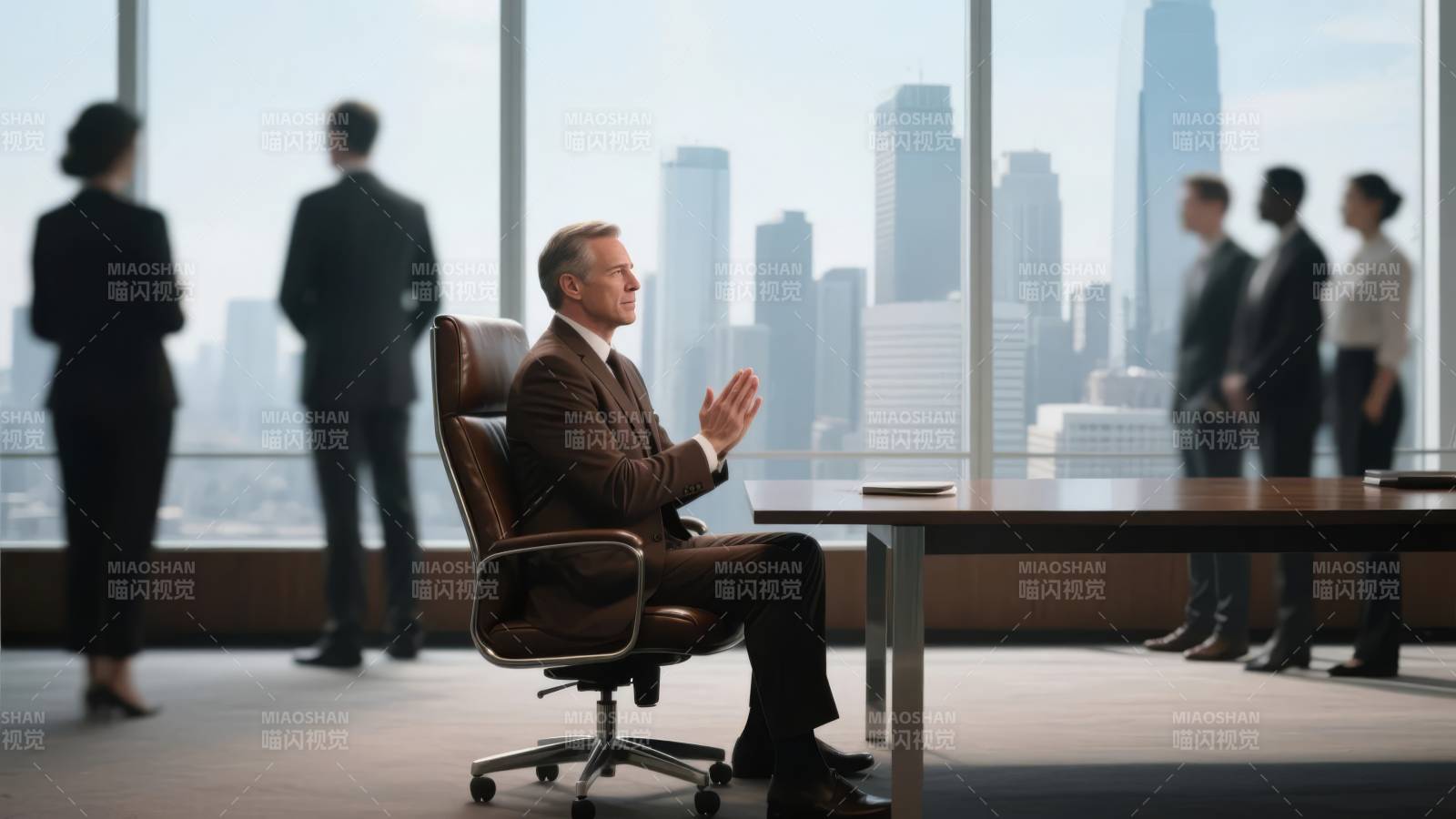 商务会议中的沉思图片