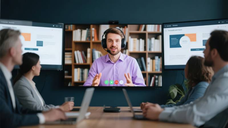 视频会议进行中图片