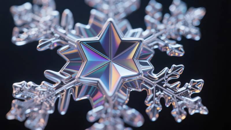 晶莹雪花绽放光芒图片