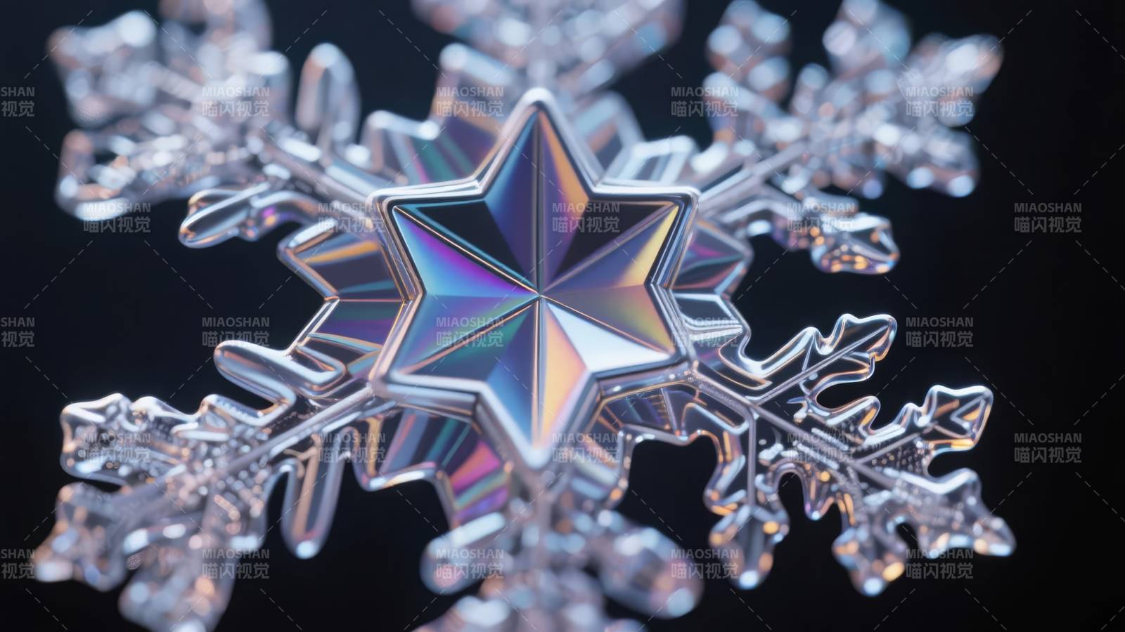 晶莹雪花绽放光芒图片