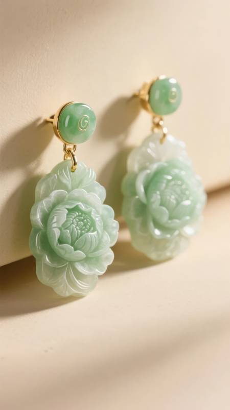 翡翠花形耳坠图片