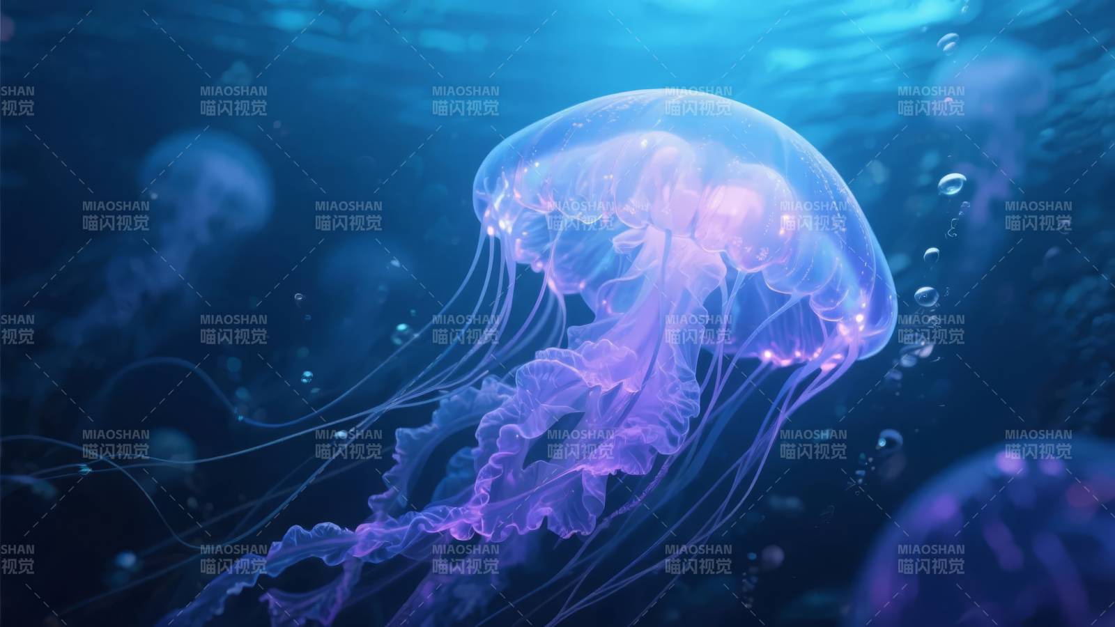 梦幻水母游弋深海图片