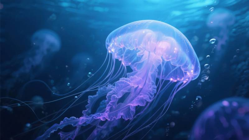 梦幻水母游弋深海图片