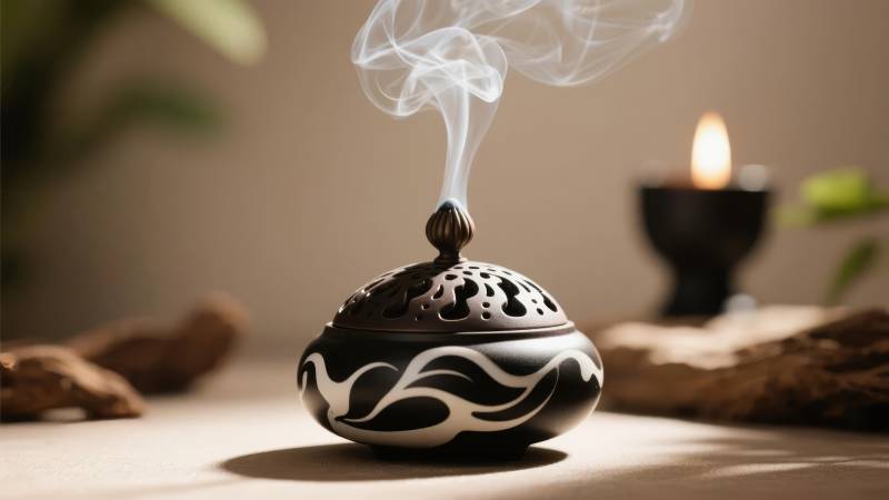 香炉袅袅烟气图片