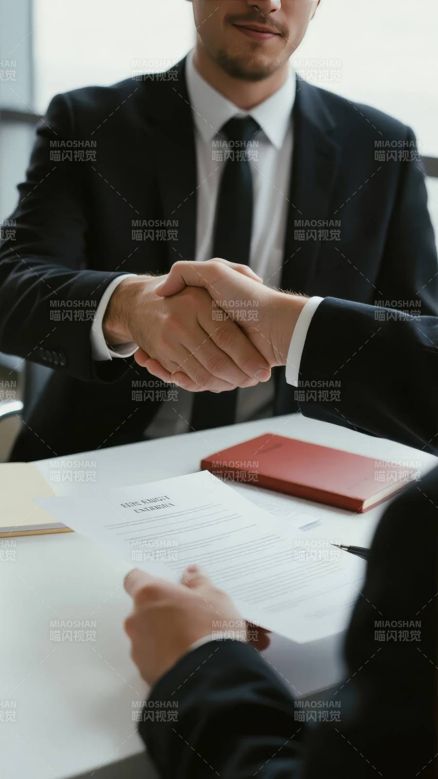 商务人士握手确认合同图片