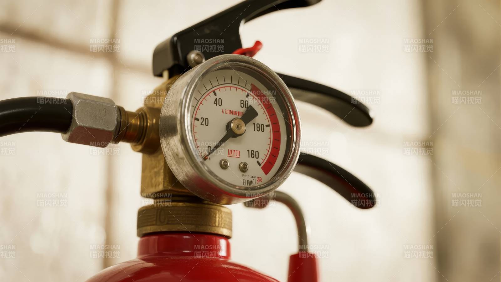红色灭火器的特写镜头图片