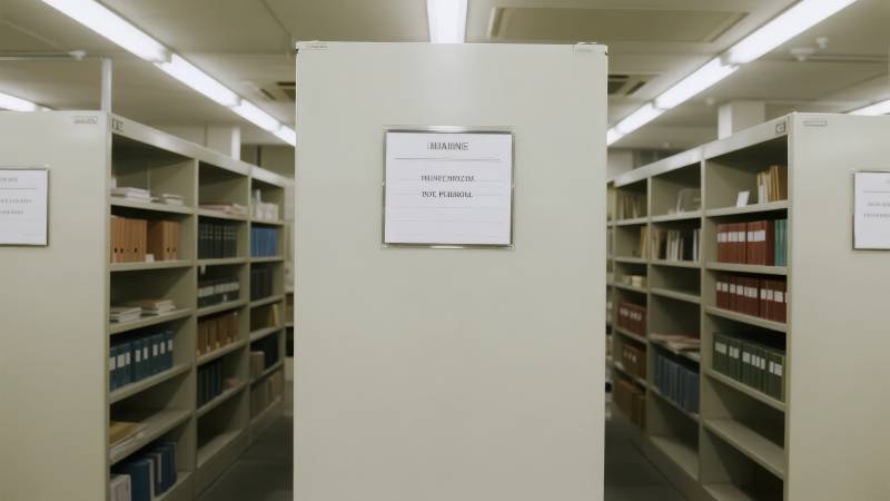 图书馆内部书架与隔板图片