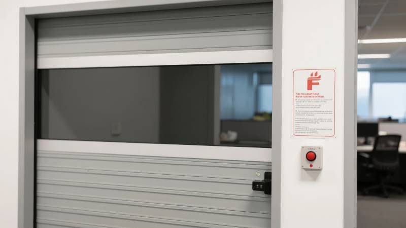 办公室自动卷帘门局部特写图片