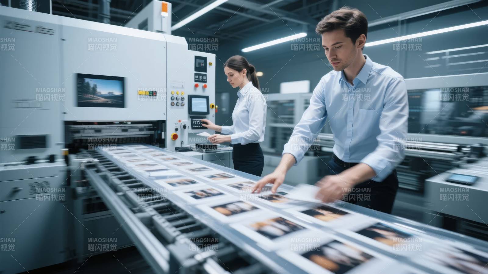 工厂内工作人员检查印刷品质量图片