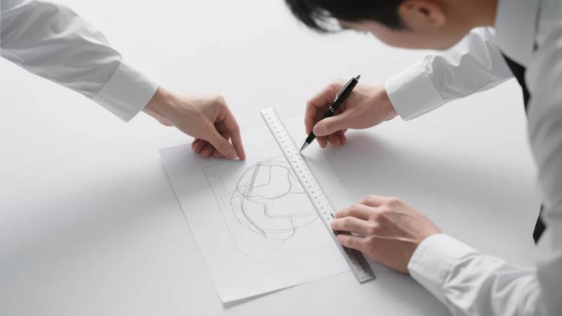 两人协作绘制设计草图图片