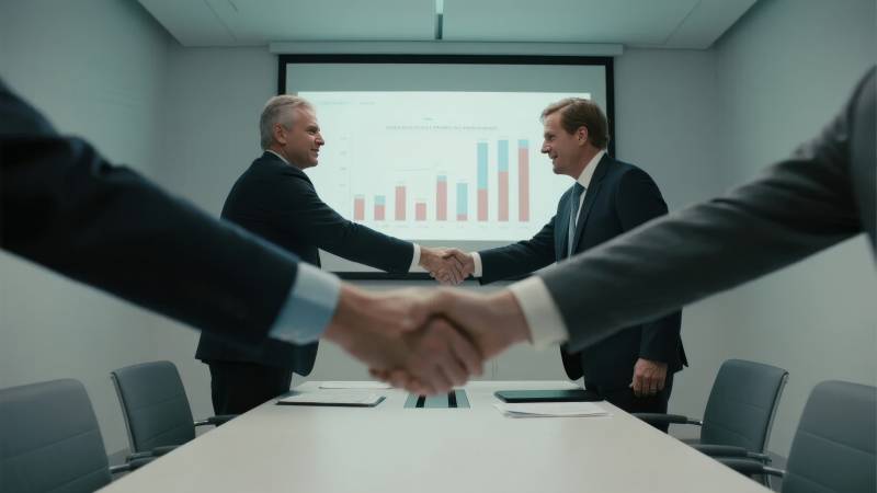 商务会议中的握手合作图片