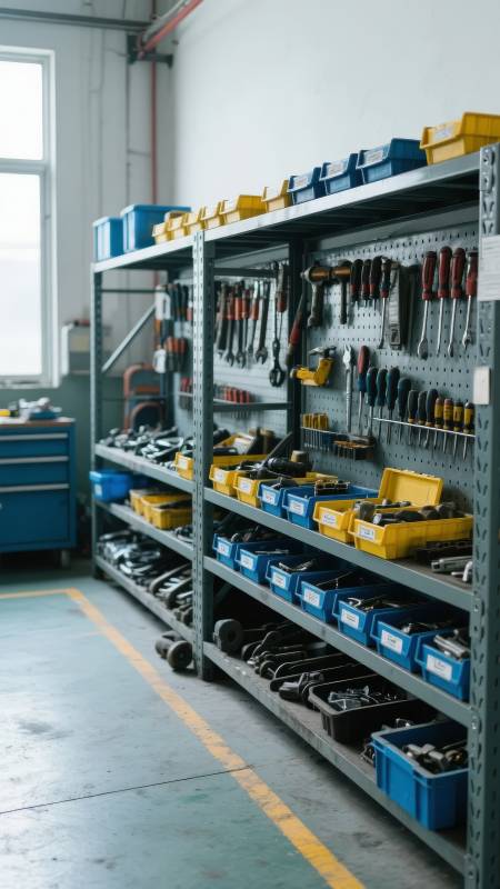 工具架上的整齐排列的各类工具图片