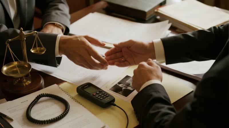 商务谈判中的握手与文件签署图片