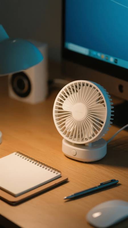 桌面迷你风扇与办公用品图片
