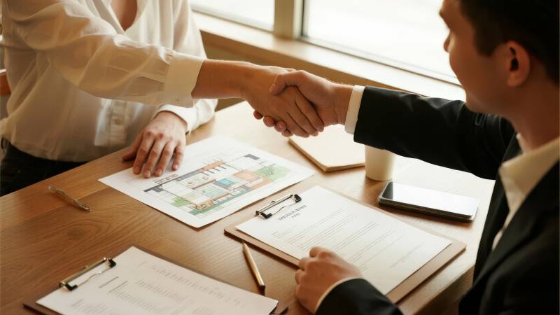 商务洽谈中的握手协议图片