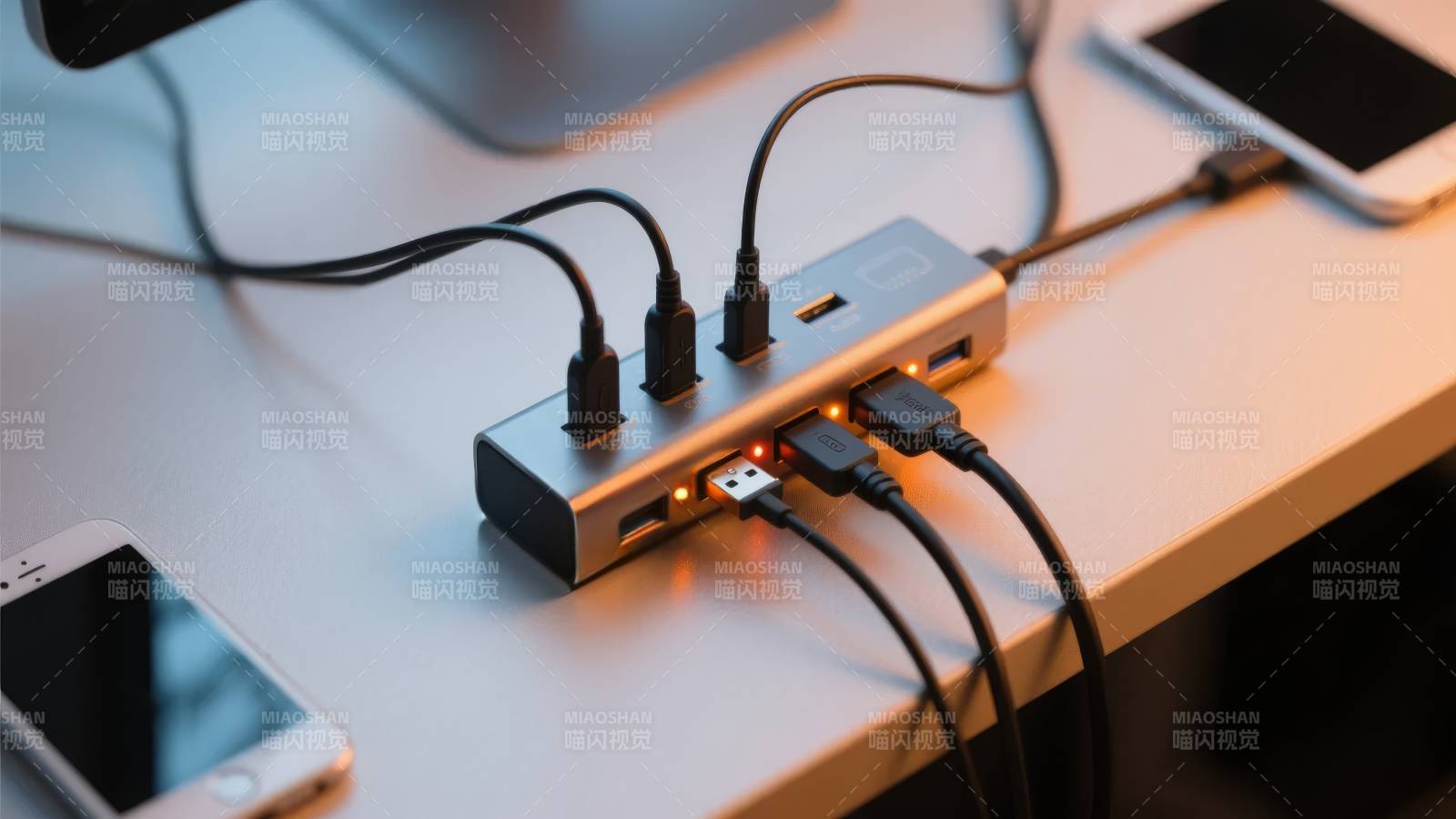 多设备连接的USB集线器图片