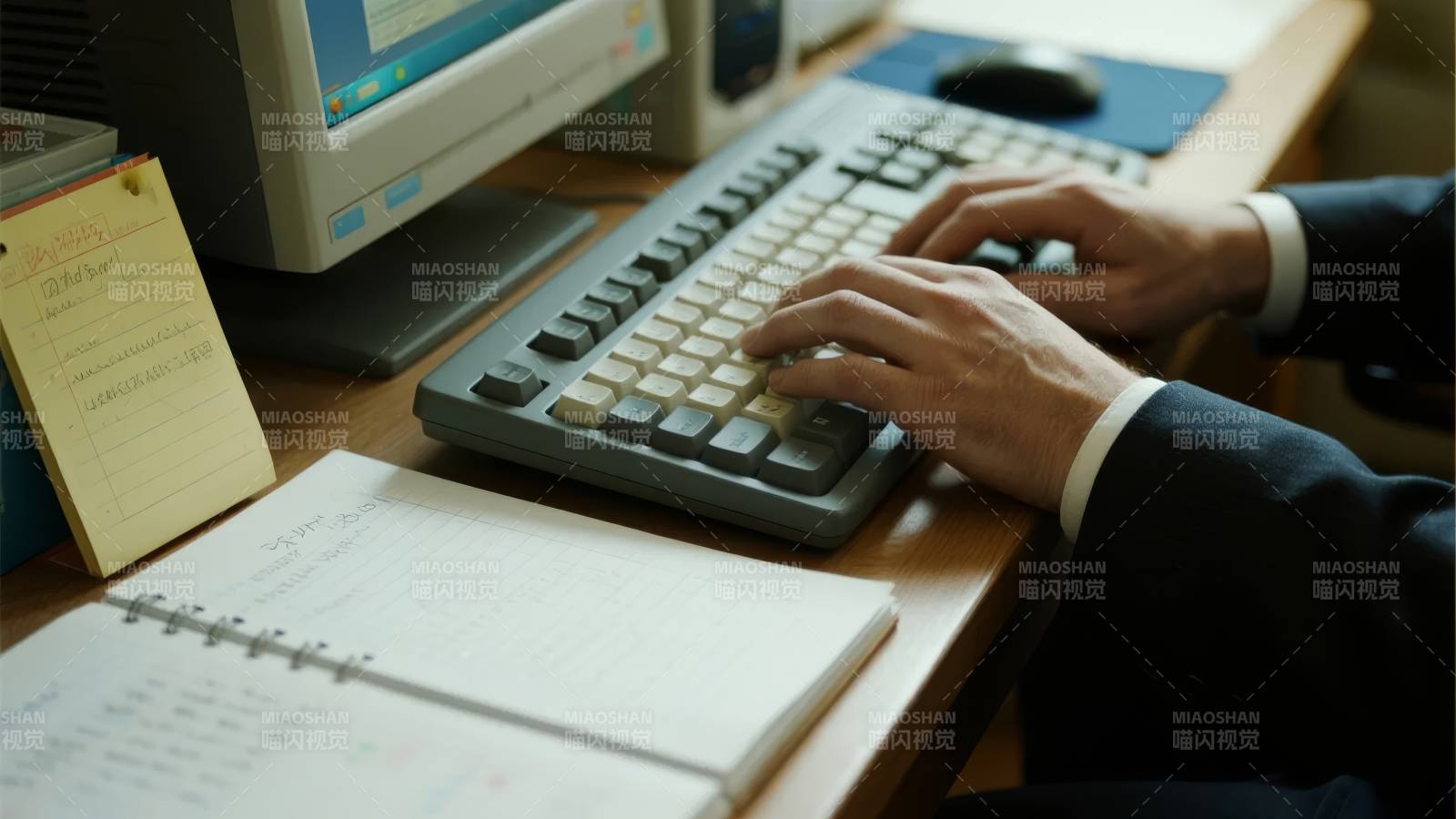 办公桌前打字图片