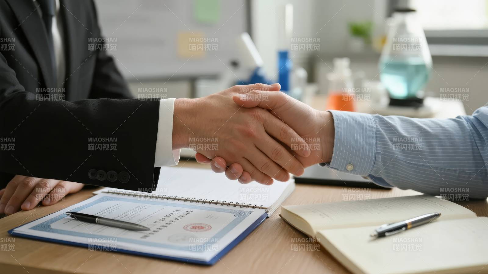 握手签约时刻图片