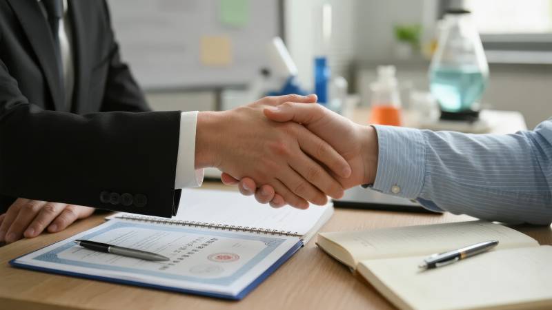 握手签约时刻图片