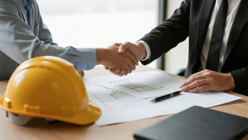 握手签约 工地合作图片