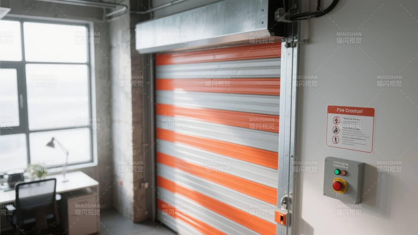 橙白条纹卷帘门图片