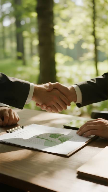 森林中的合作握手图片