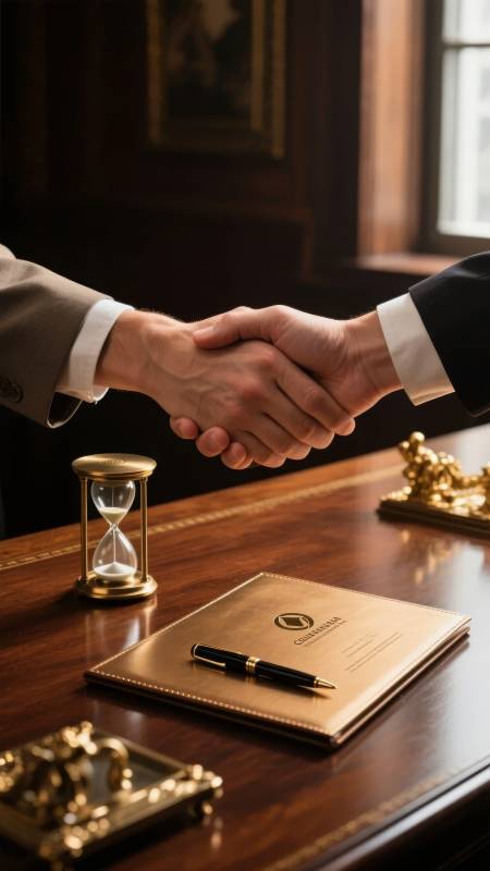 握手签约时刻图片
