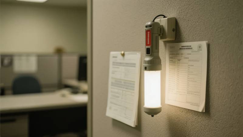 应急灯照亮办公墙图片