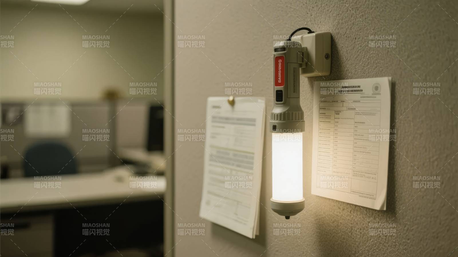 应急灯照亮办公墙图片