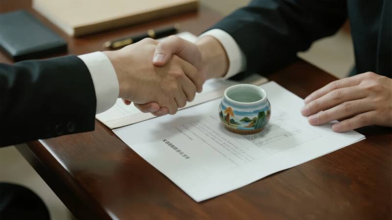 签约握手瞬间图片