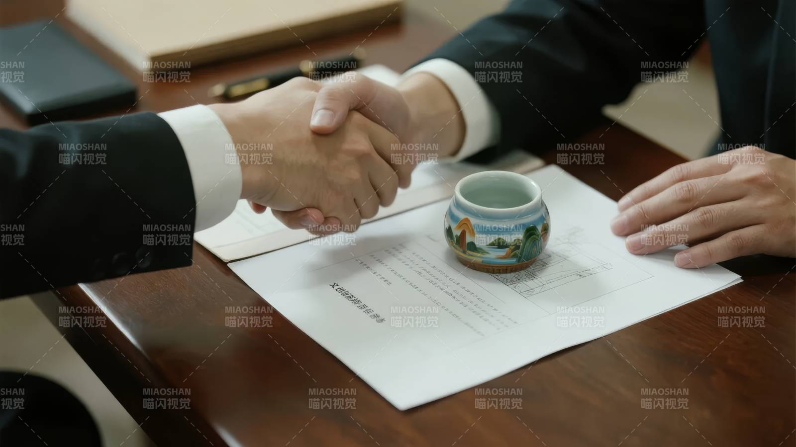 签约握手瞬间图片