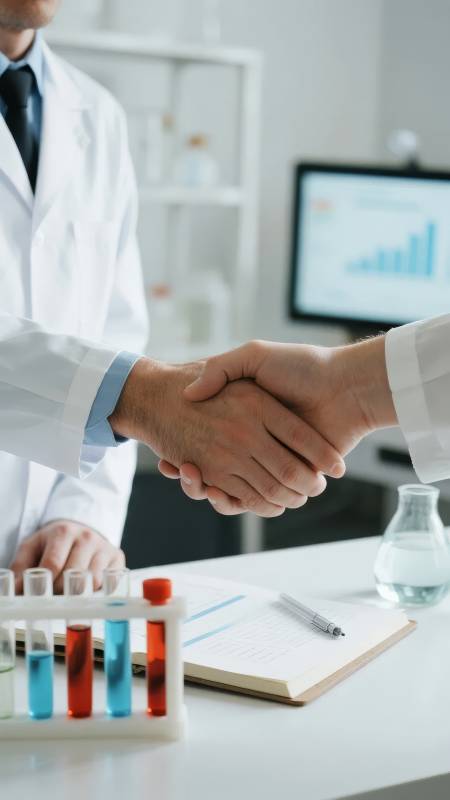 科研合作握手瞬间图片