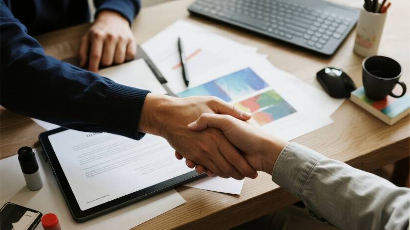 握手签约 合作达成图片