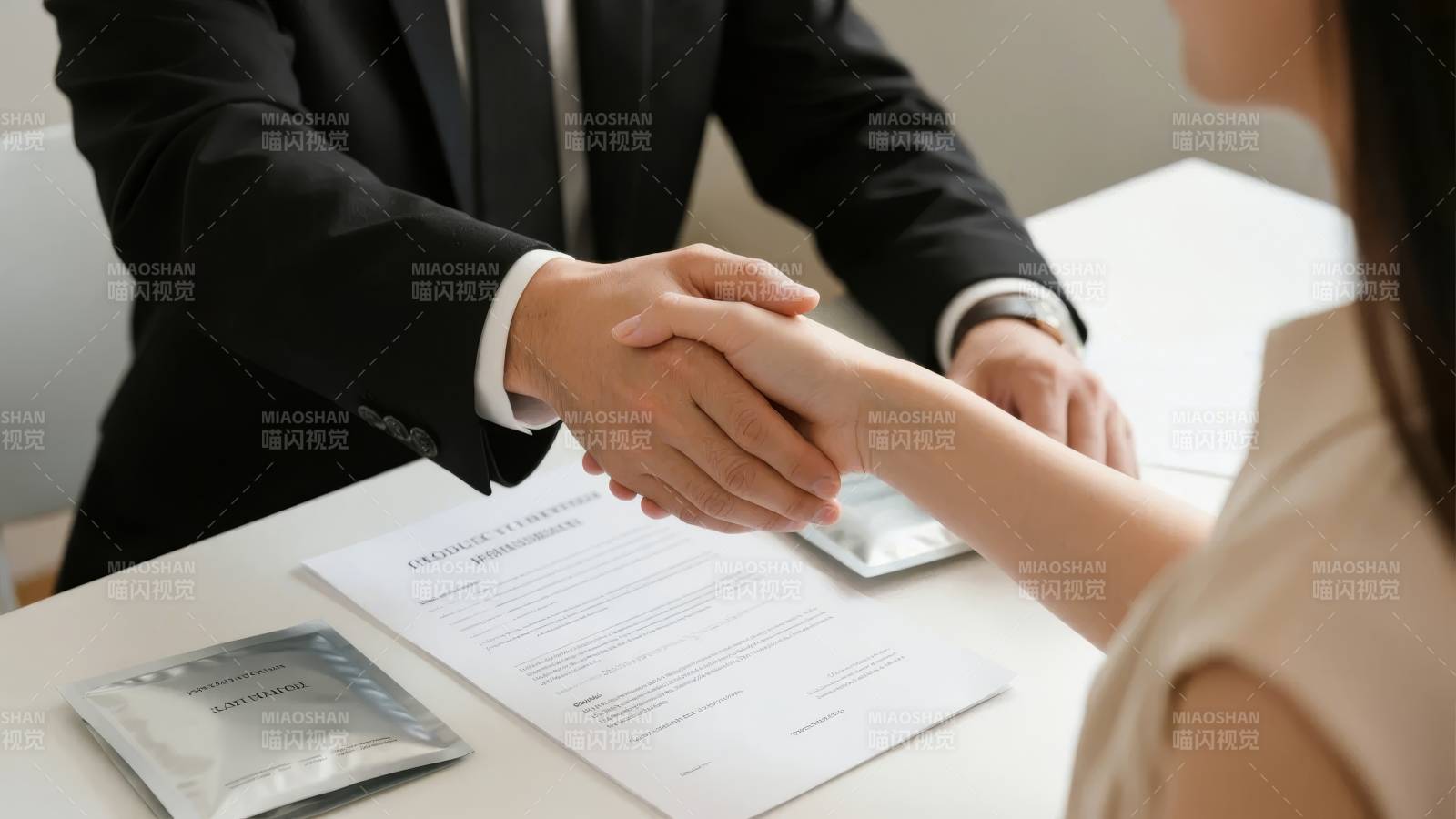 握手签约时刻图片