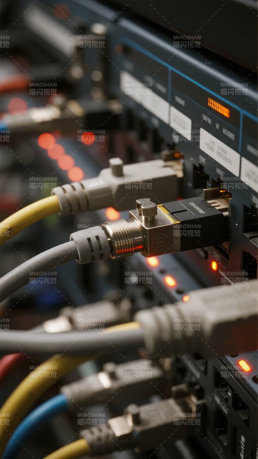 网络设备连接特写图片