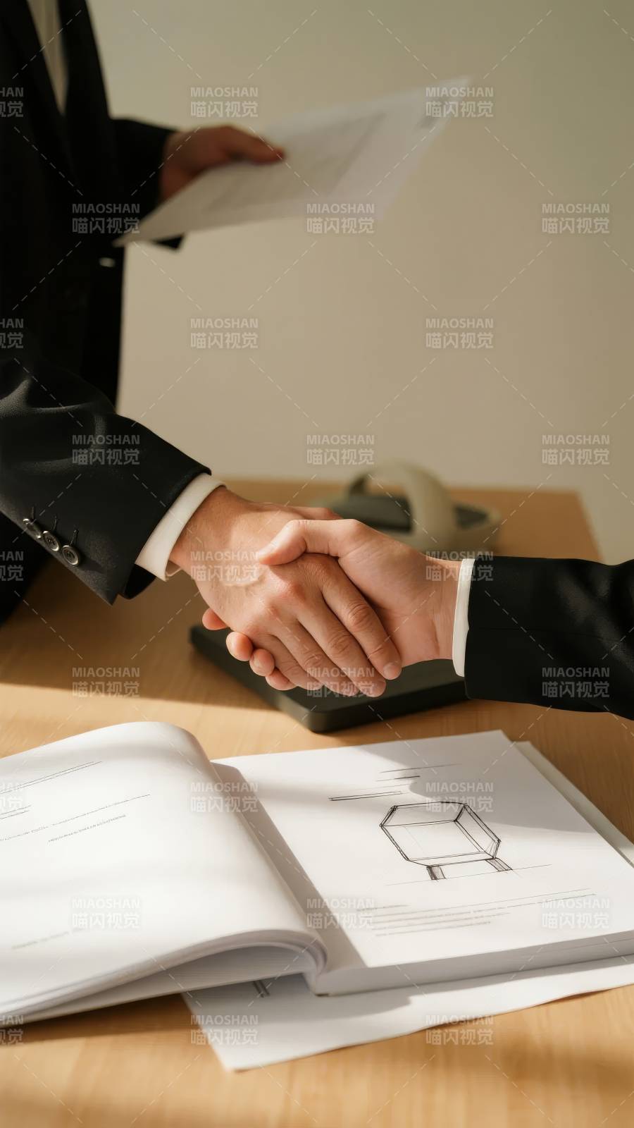 握手签约瞬间图片