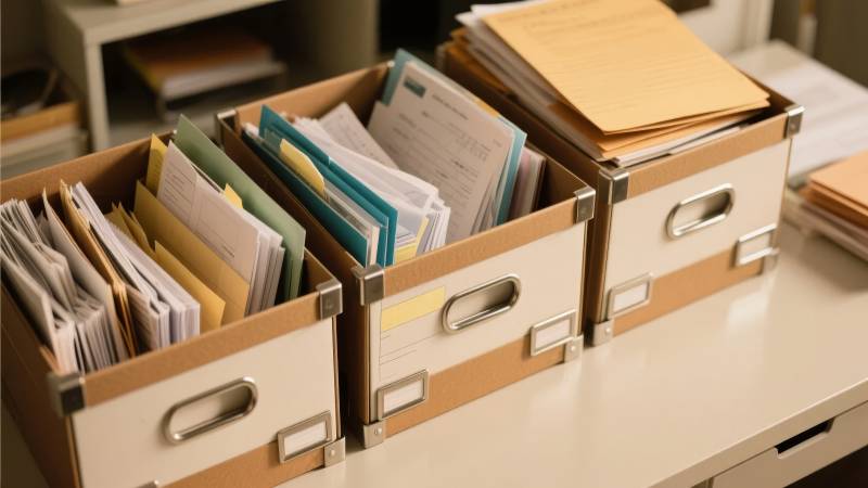 文件收纳盒整齐摆放图片