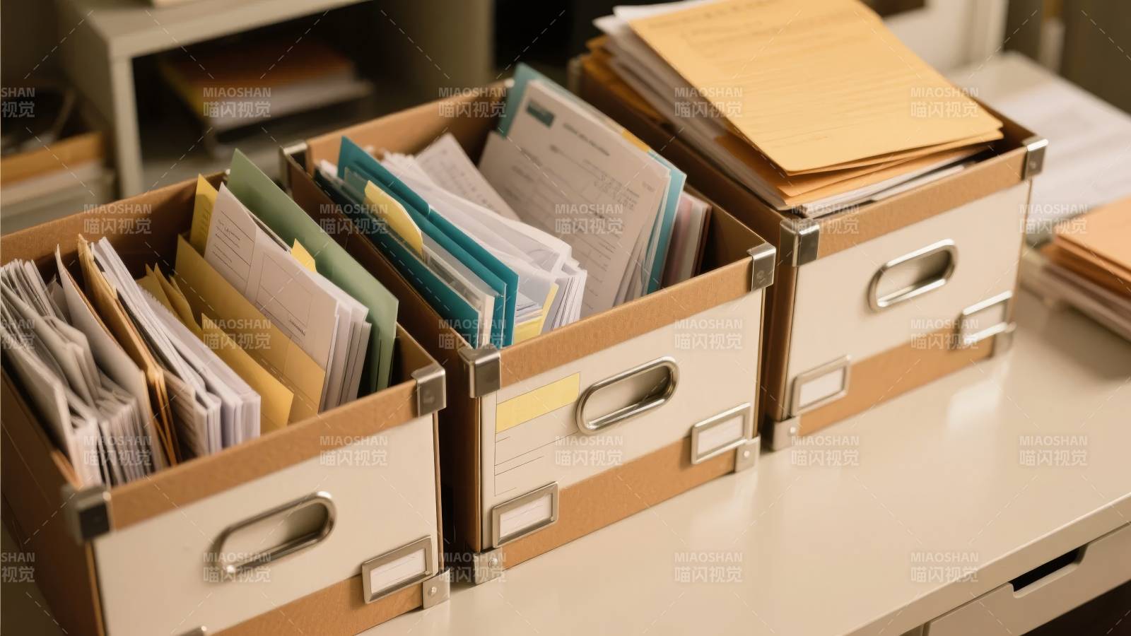 文件收纳盒整齐摆放图片