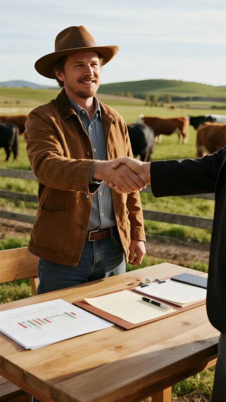 农场合作握手签约图片