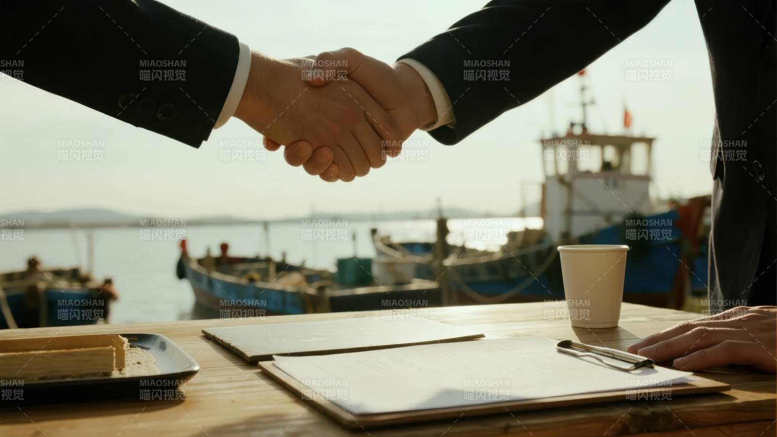 港口签约握手图片
