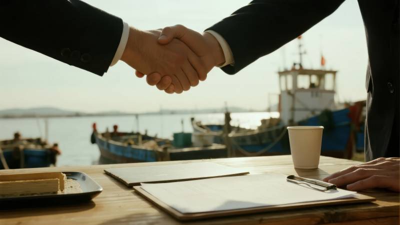 港口签约握手图片
