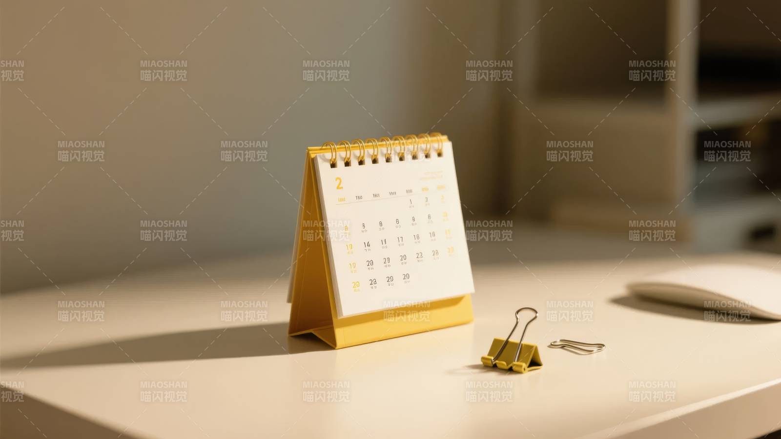 桌面日历与回形针图片