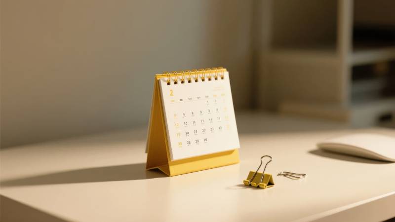 桌面日历与回形针图片