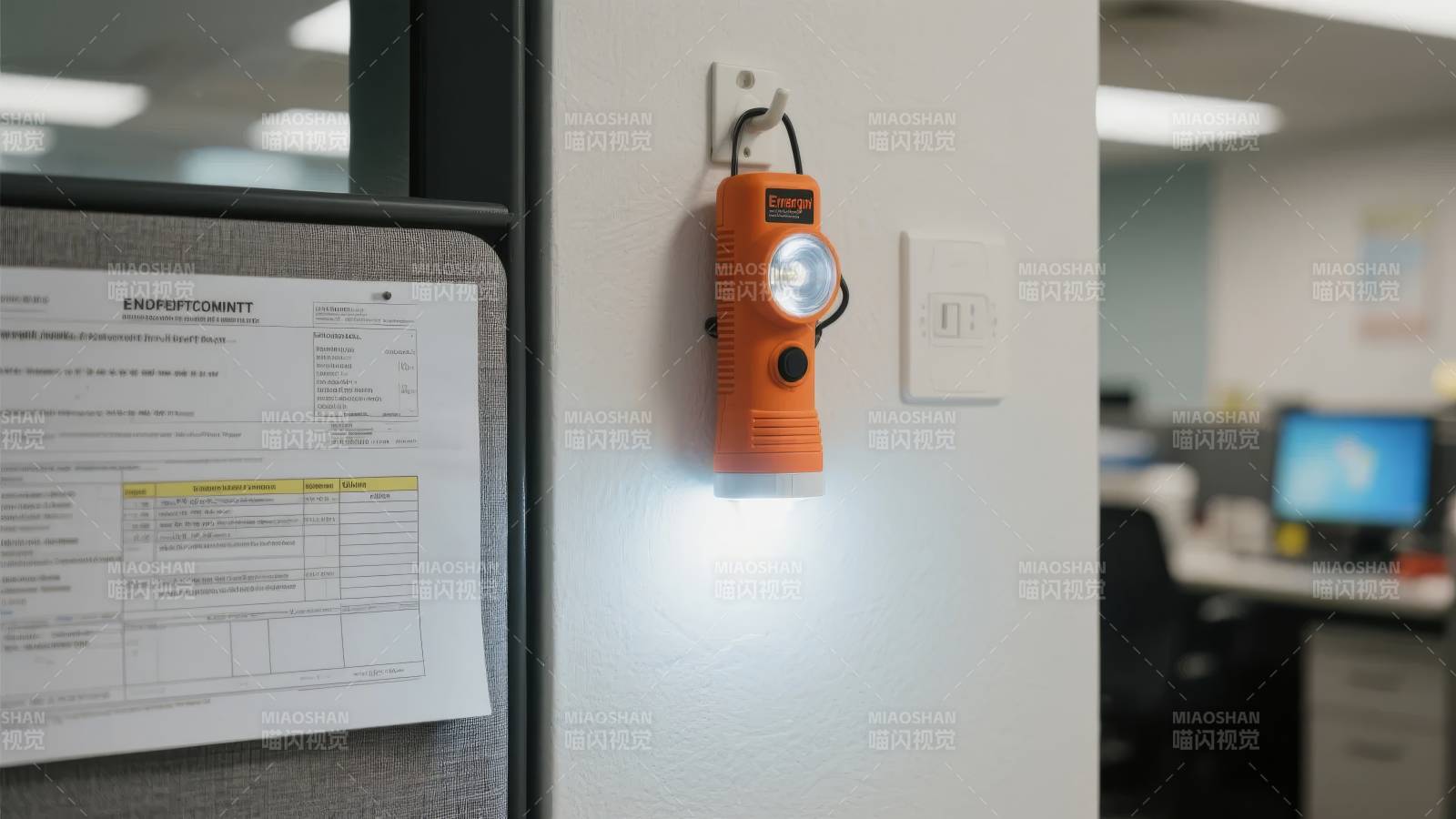 应急灯挂在墙上图片