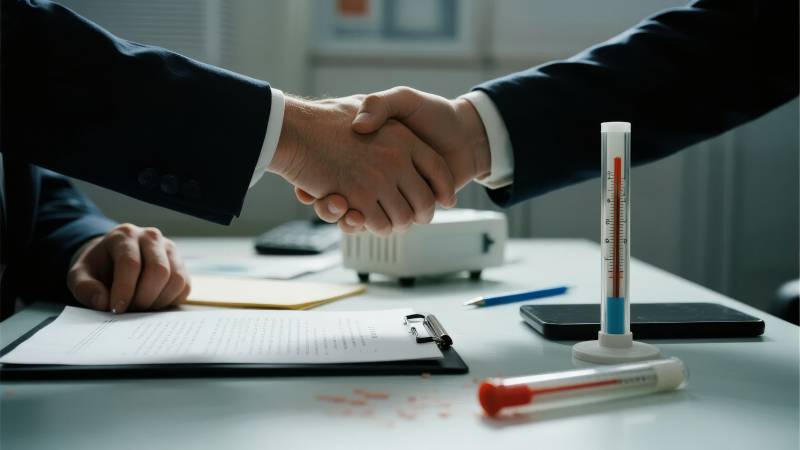 握手签约 试管在旁图片